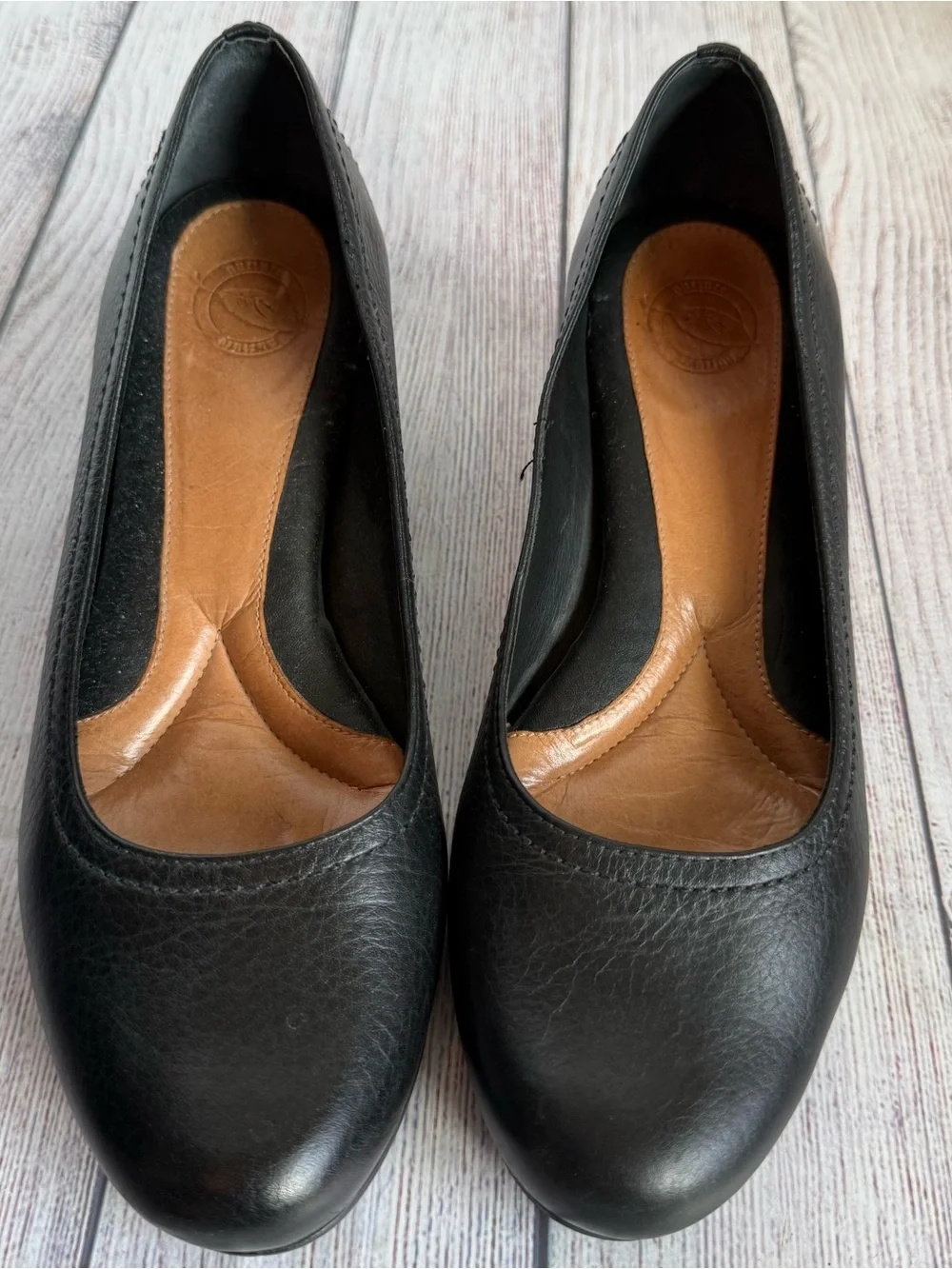 NURTURE Black Leather Wedge Dress Shoes 8.5